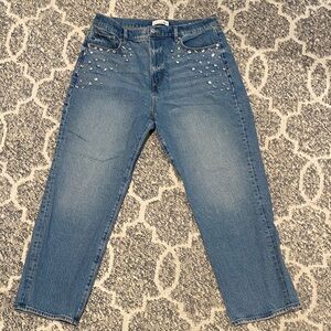 LOFT Blue Ankle Jeans with Studded Detail
